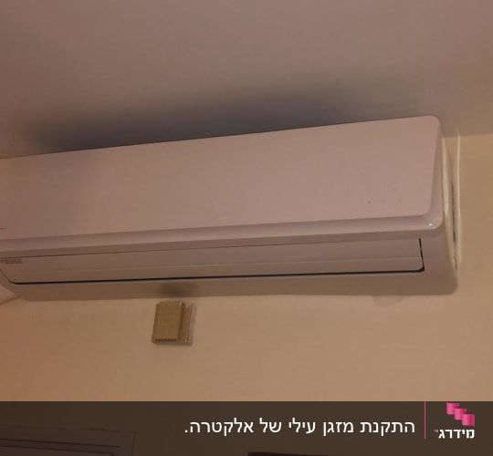 מזגן קיר לבן מותקן על קיר פנימי